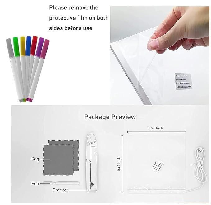 3D LED Light Glass Acrylic Writing pad - INSTATAKE