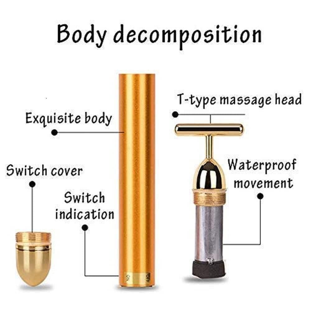 24K Gold Energy Beauty Bar Electric Facial Massage Roller - INSTATAKE