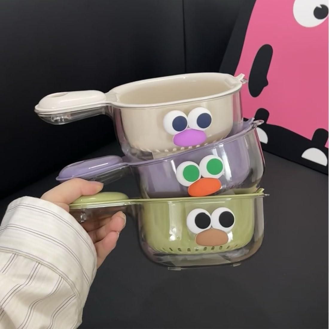 Strainer Dual-Layer Veggie & Fruit Draining Basket with Handle - INSTATAKE