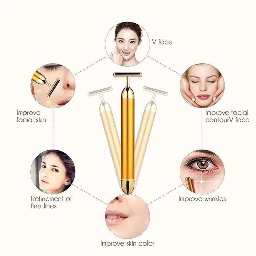 24K Gold Energy Beauty Bar Electric Facial Massage Roller - INSTATAKE