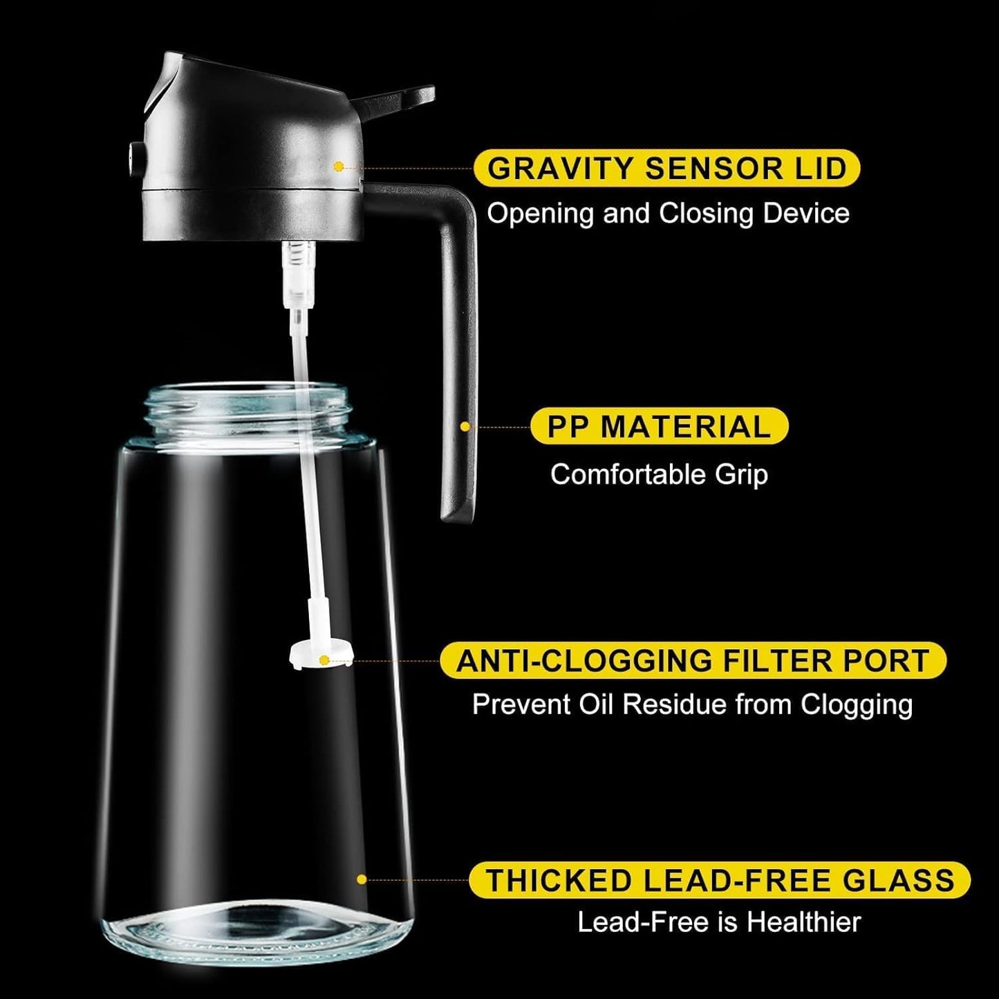 Instatake's Glass Oil Sprayer And Dispenser Bottle For Kitchen,2 In 1 Olive Oil Sprayer And Dispenser,Oil Spray Bottle 500Ml For Cooking,Kitchen,Bbq, Air Fryer, Salad, Frying, Baking Oil Spray Bottle