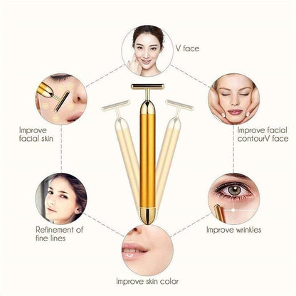 24K Gold Energy Beauty Bar Electric Facial Massage Roller - INSTATAKE